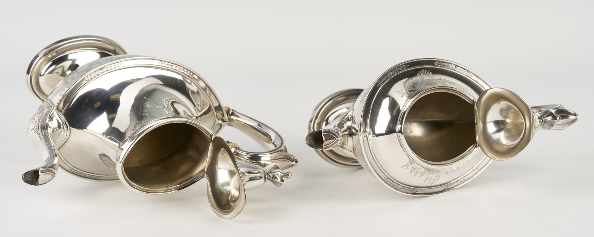 Lot 90: Gorham Plymouth Sterling Tea Set, Tongs and Candlesticks