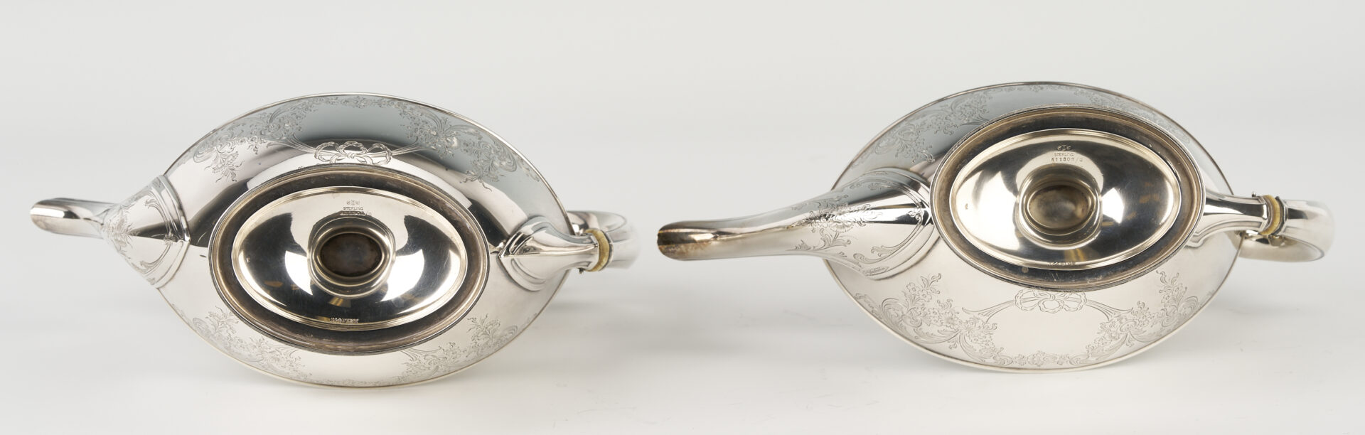 Lot 90: Gorham Plymouth Sterling Tea Set, Tongs and Candlesticks