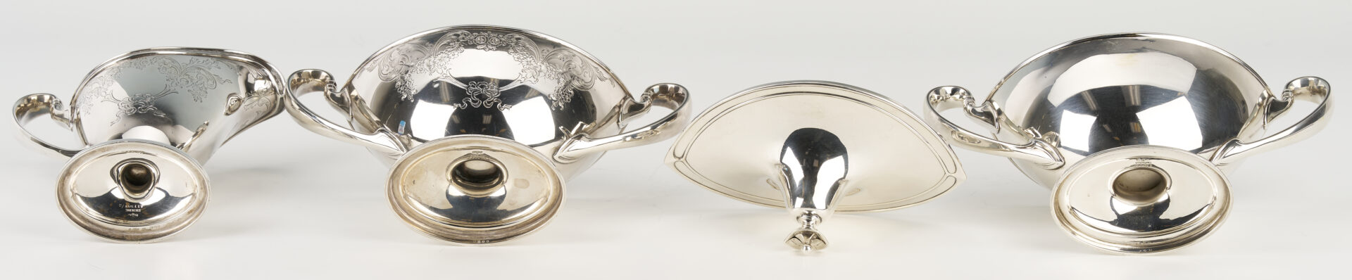 Lot 90: Gorham Plymouth Sterling Tea Set, Tongs and Candlesticks