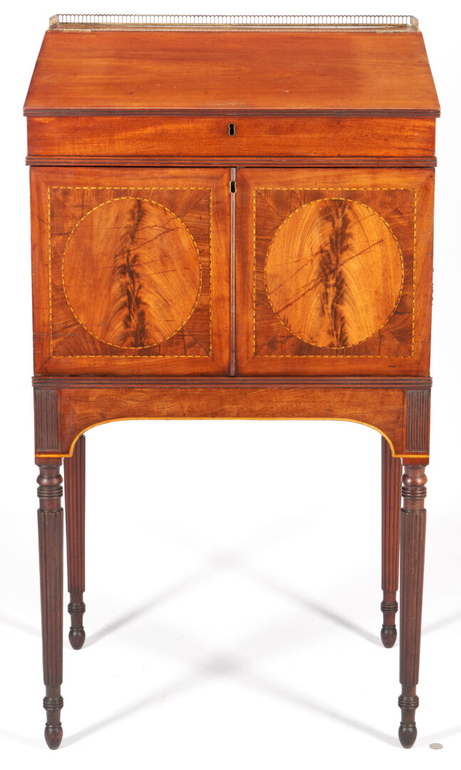 Lot 911: George III Inlaid Mahogany Standing or Collector's Desk