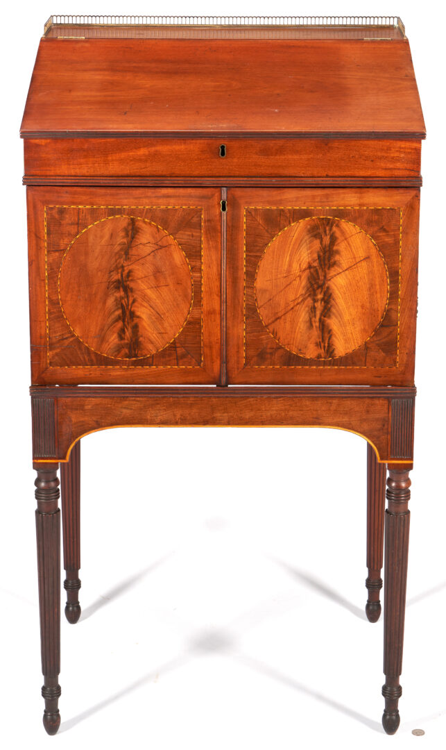 Lot 911: George III Inlaid Mahogany Standing or Collector's Desk