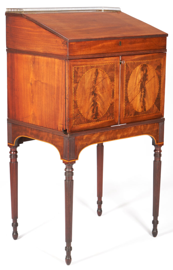 Lot 911: George III Inlaid Mahogany Standing or Collector's Desk