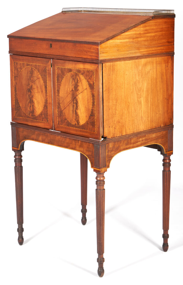 Lot 911: George III Inlaid Mahogany Standing or Collector's Desk