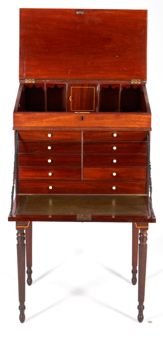 Lot 911: George III Inlaid Mahogany Standing or Collector's Desk