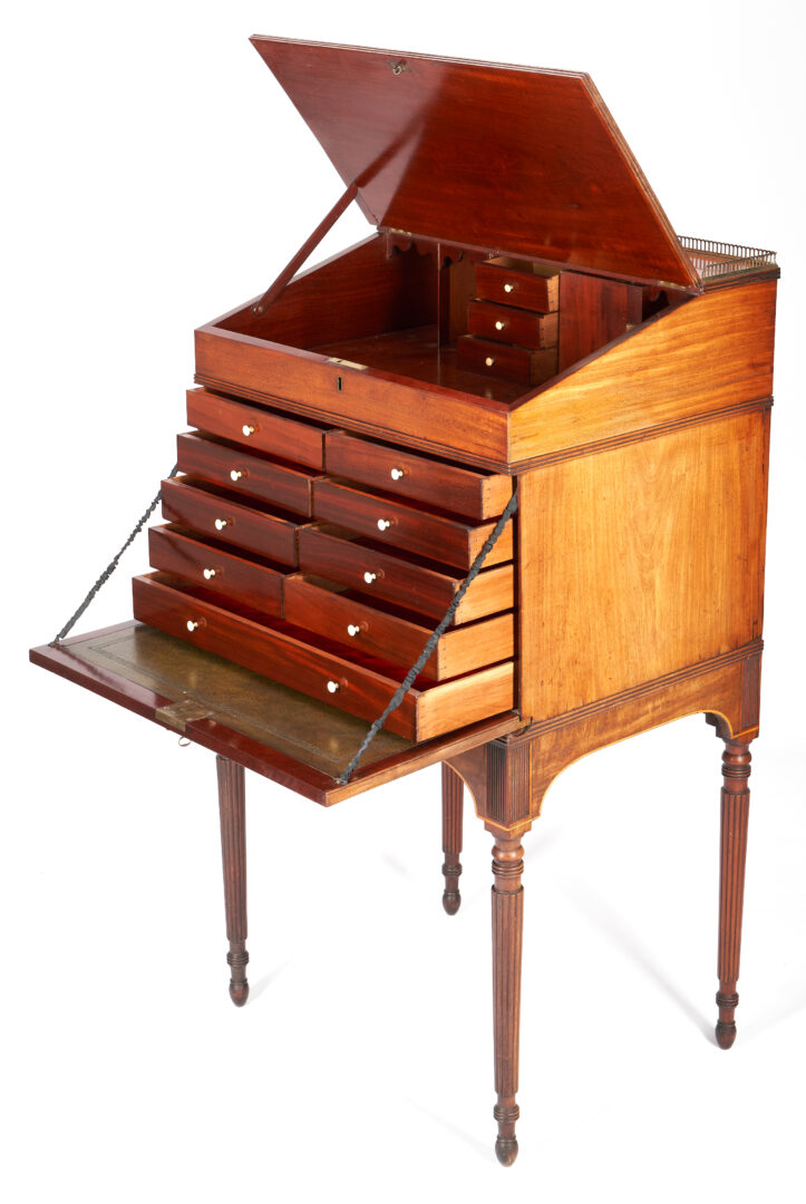 Lot 911: George III Inlaid Mahogany Standing or Collector's Desk