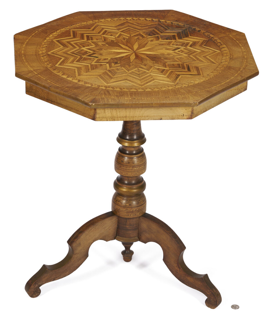 Lot 913: European Marquetry Side Table