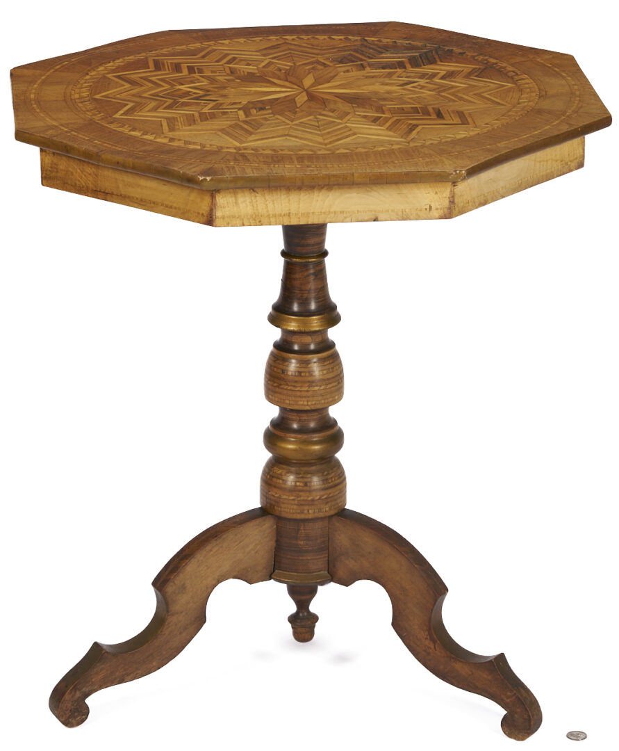 Lot 913: European Marquetry Side Table