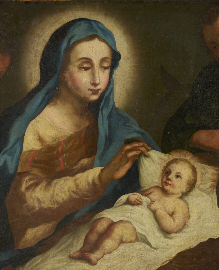 Lot 921: Spanish Colonial O/C Painting, The Nativity