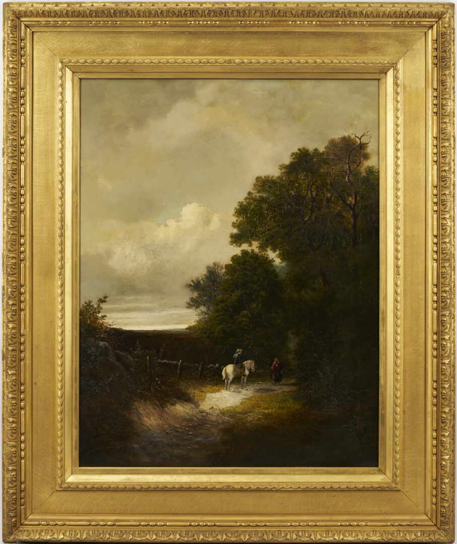 Lot 924: Large 19th C. O/C European Landscape w/ Figures, in Gilt Frame