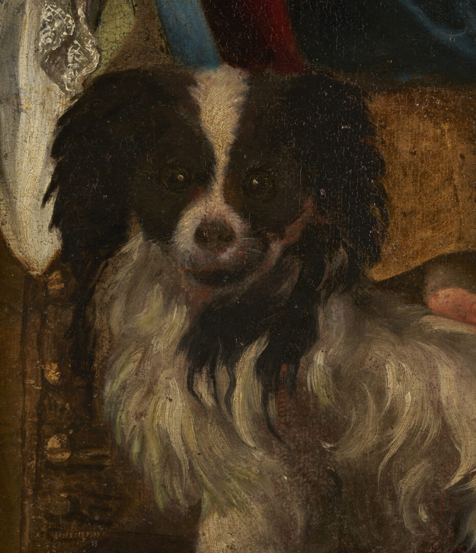 Lot 927: Continental School Oil Portrait, Young Man with Dog