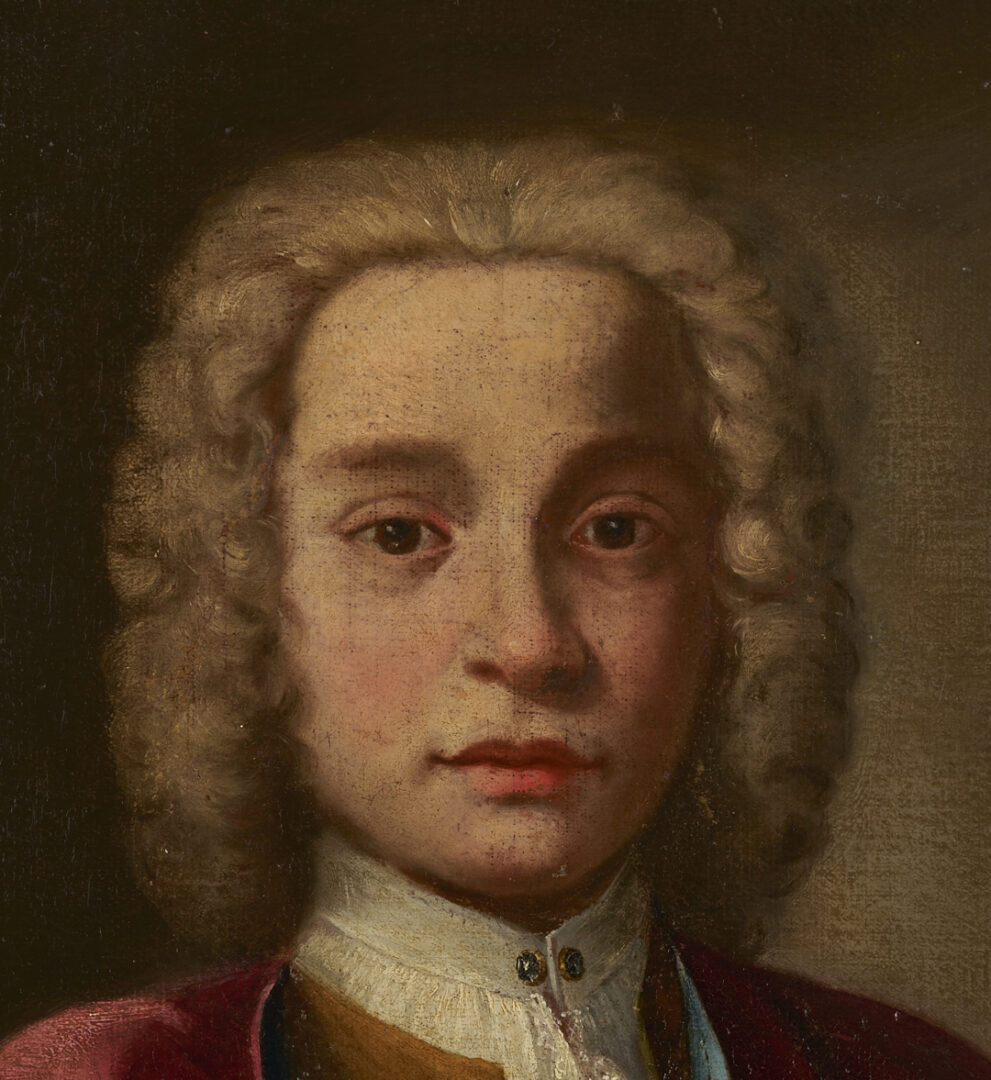 Lot 927: Continental School Oil Portrait, Young Man with Dog