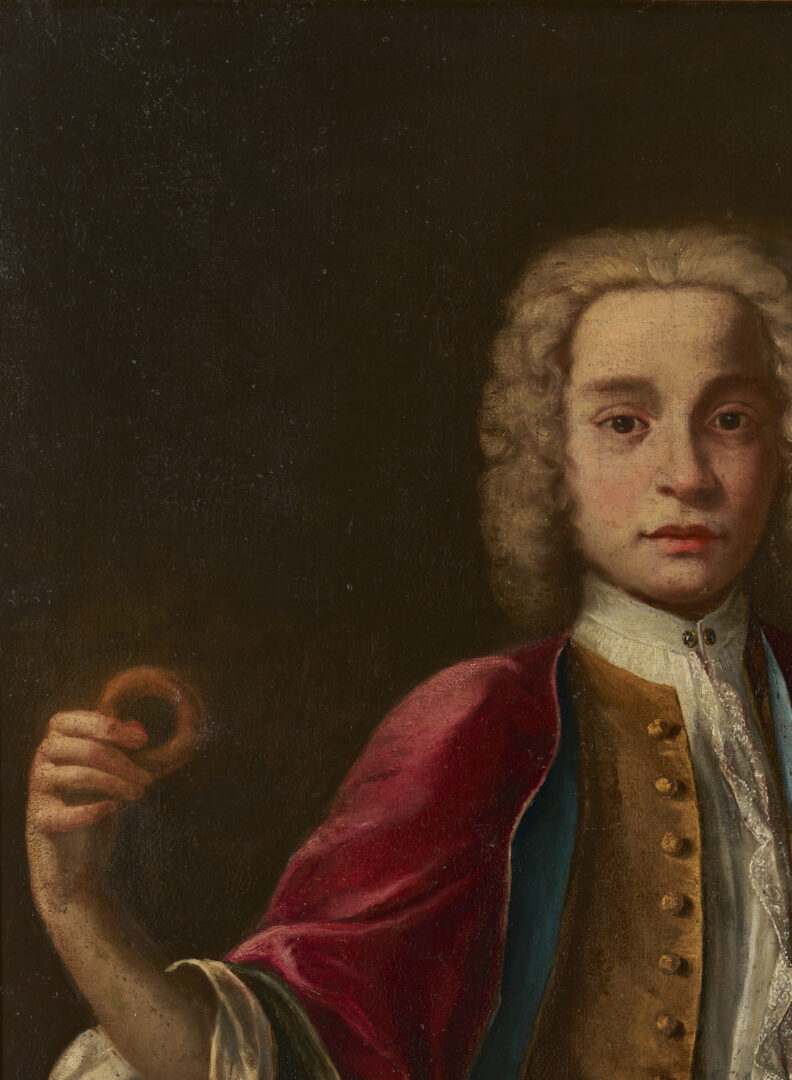 Lot 927: Continental School Oil Portrait, Young Man with Dog