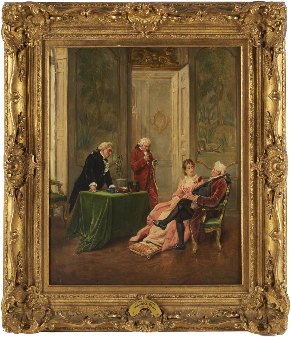 Lot 930: Maurice Blum 19th c. French Genre Painting, At The Jewelers