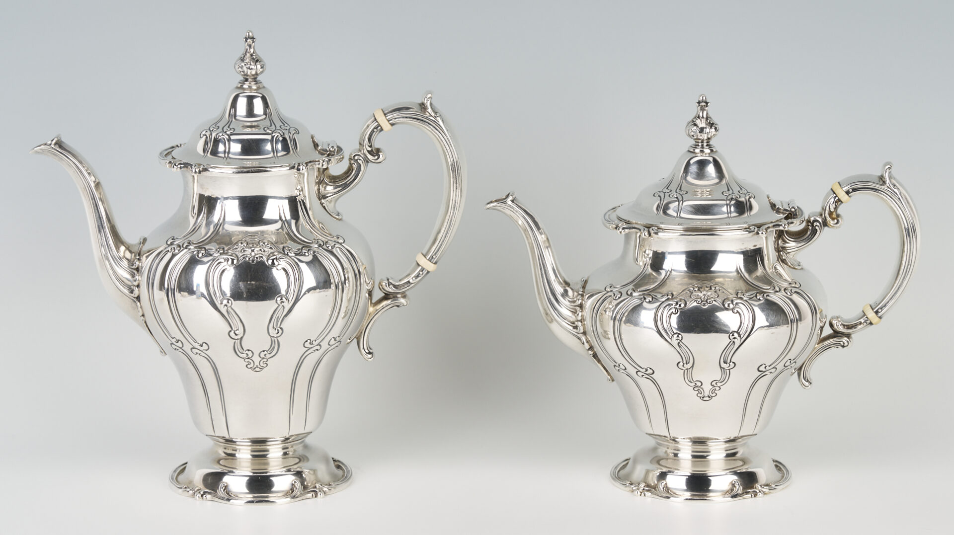 Lot 93: Gorham Sterling Tea set, 5 pcs Chantilly Duchess