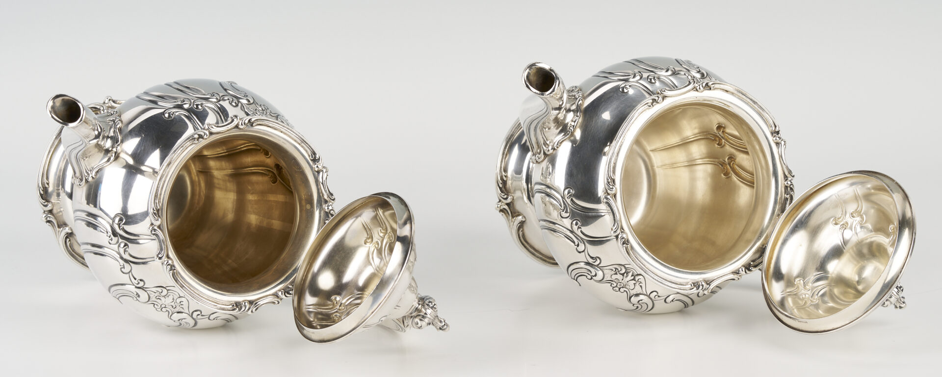 Lot 93: Gorham Sterling Tea set, 5 pcs Chantilly Duchess