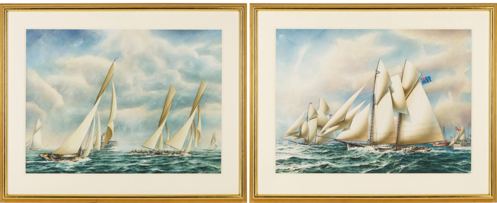 Lot 940: Pr. Keith Miller Canadian Nautical Watercolors, America's Cup