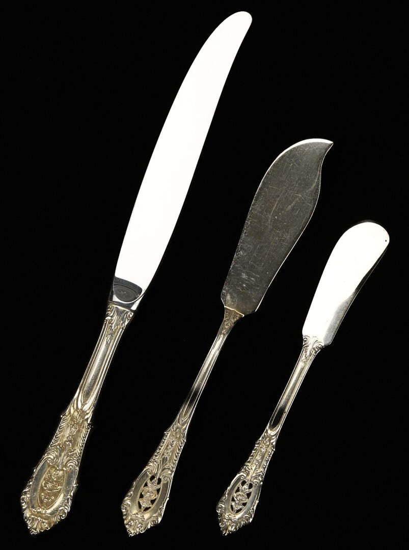 Lot 94: 106 pcs. Wallace Rose Point Sterling Flatware