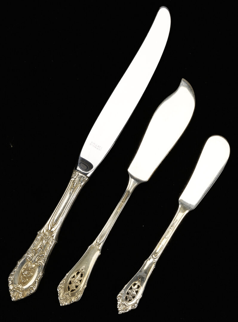 Lot 94: 106 pcs. Wallace Rose Point Sterling Flatware