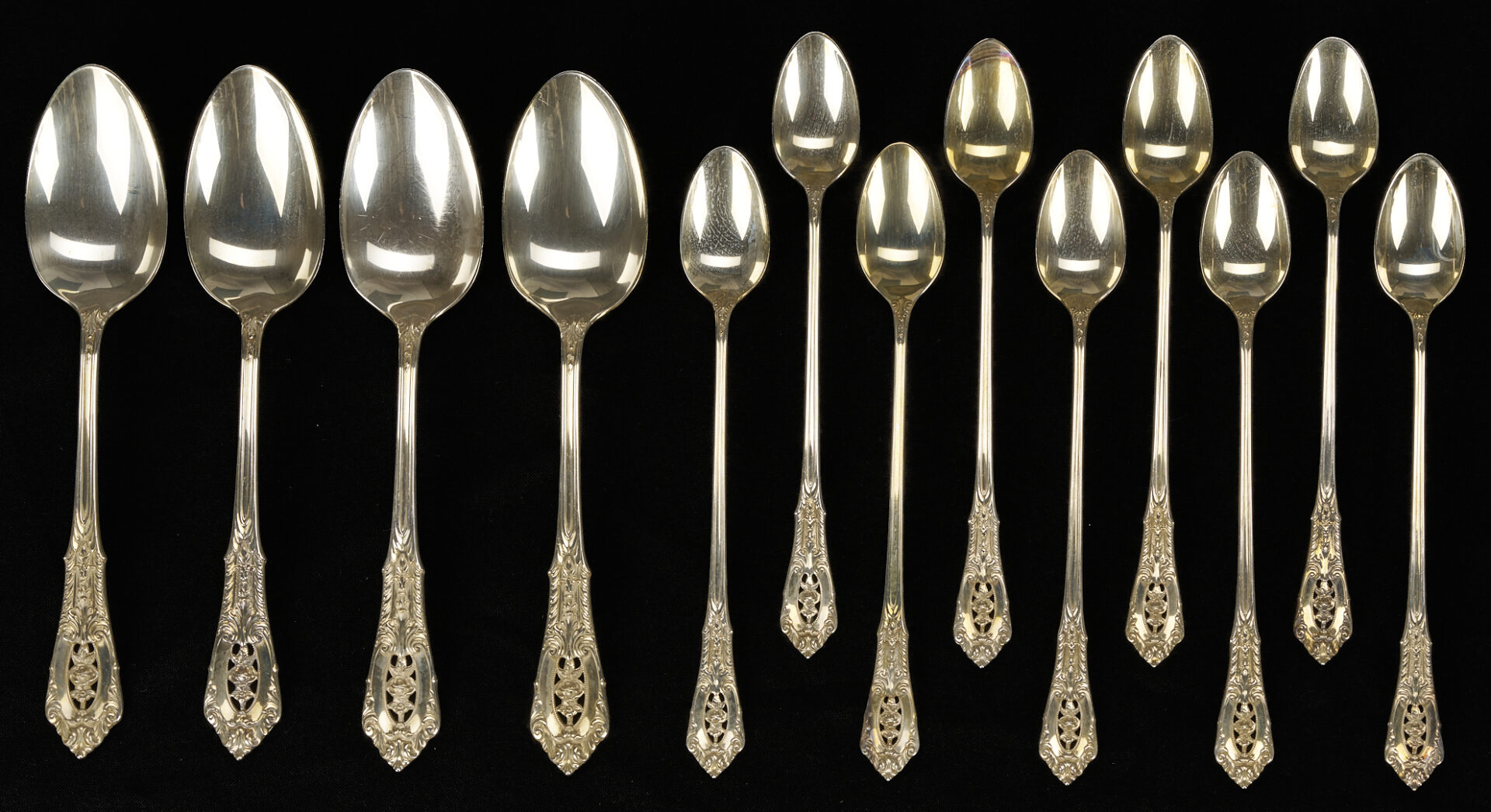 Lot 94: 106 pcs. Wallace Rose Point Sterling Flatware