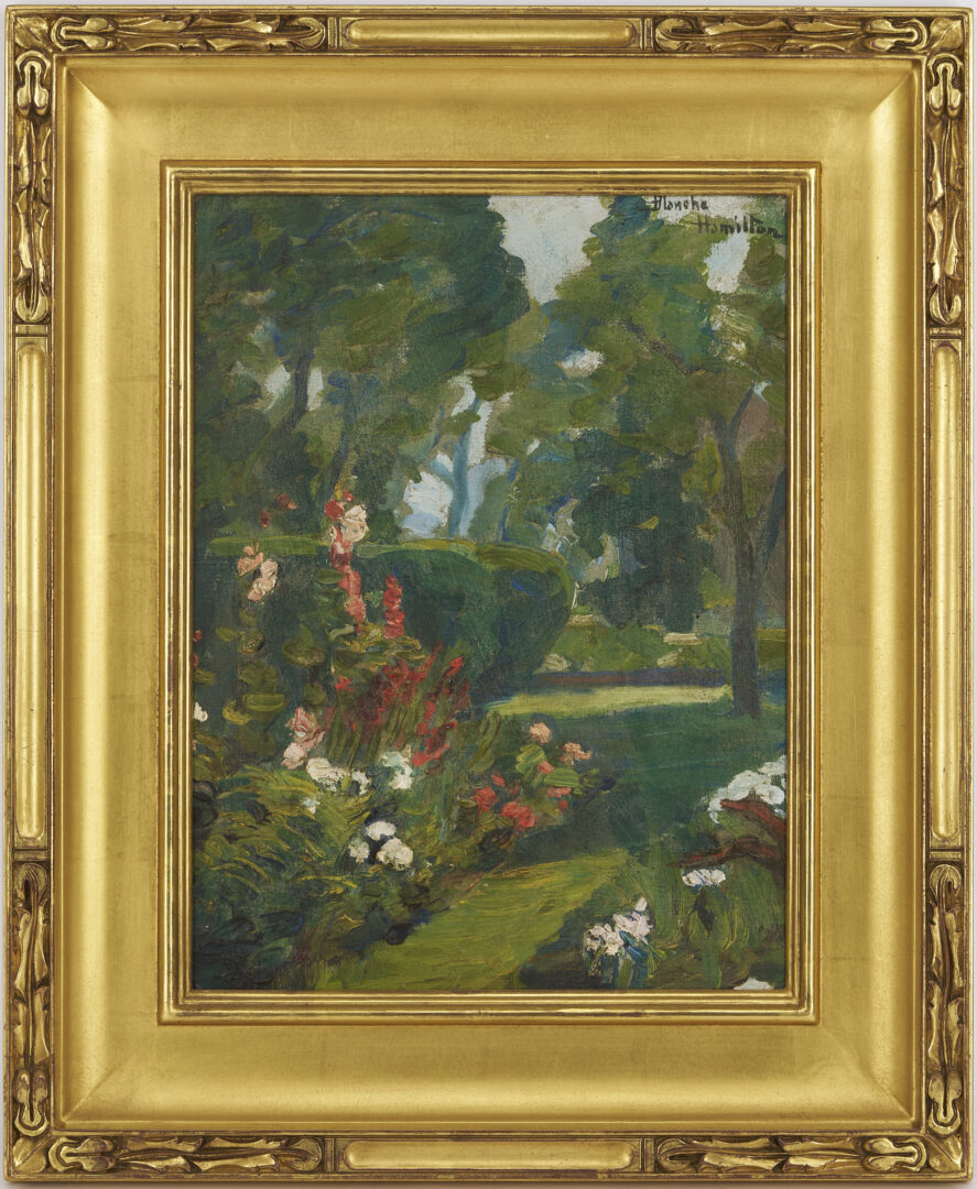 Lot 951: Blanche Hamilton Oil on Canvas Garden Scene