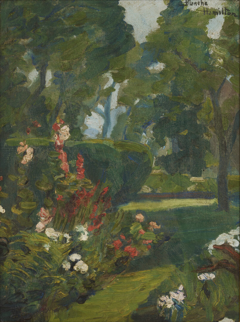 Lot 951: Blanche Hamilton Oil on Canvas Garden Scene