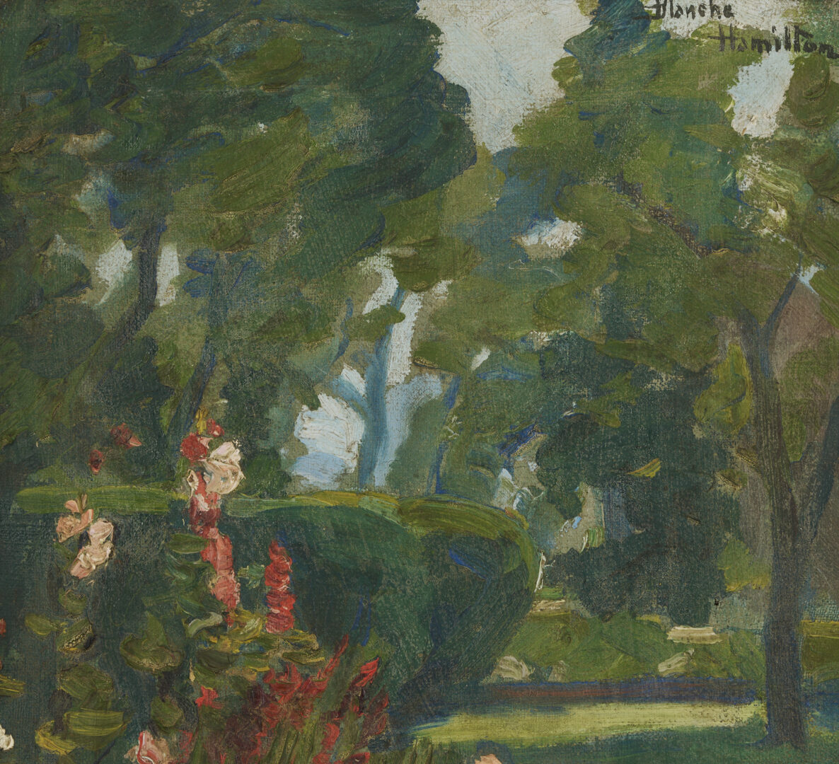 Lot 951: Blanche Hamilton Oil on Canvas Garden Scene