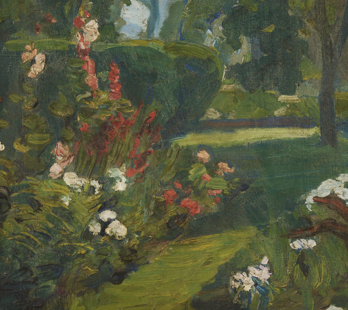 Lot 951: Blanche Hamilton Oil on Canvas Garden Scene