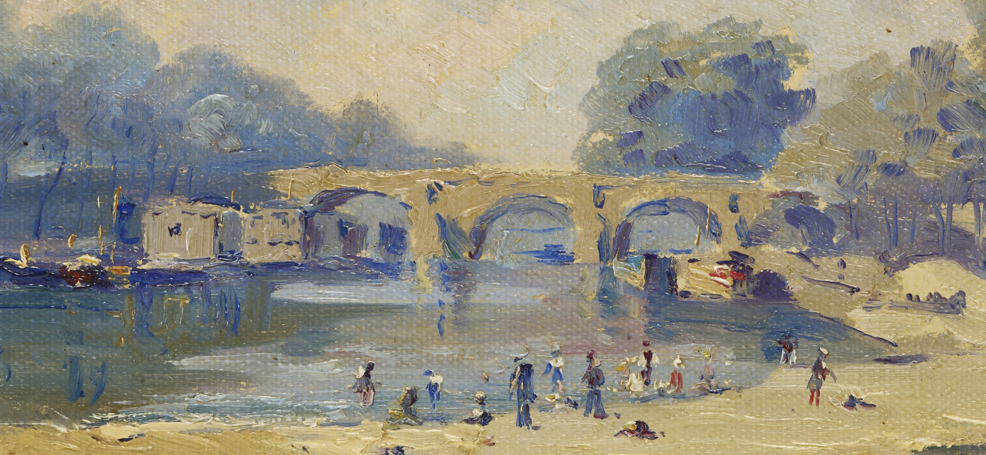 Lot 953: Joseph Newman and E. Jacquet, 2 Small Bridge Paintings