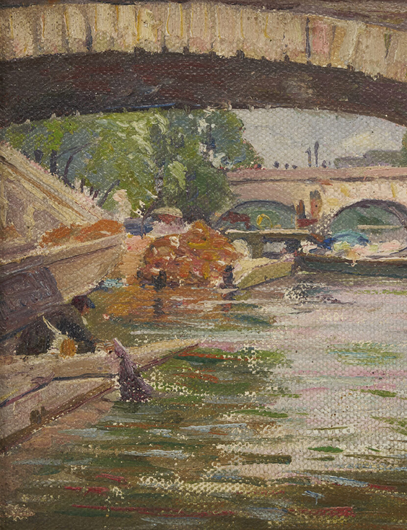 Lot 953: Joseph Newman and E. Jacquet, 2 Small Bridge Paintings