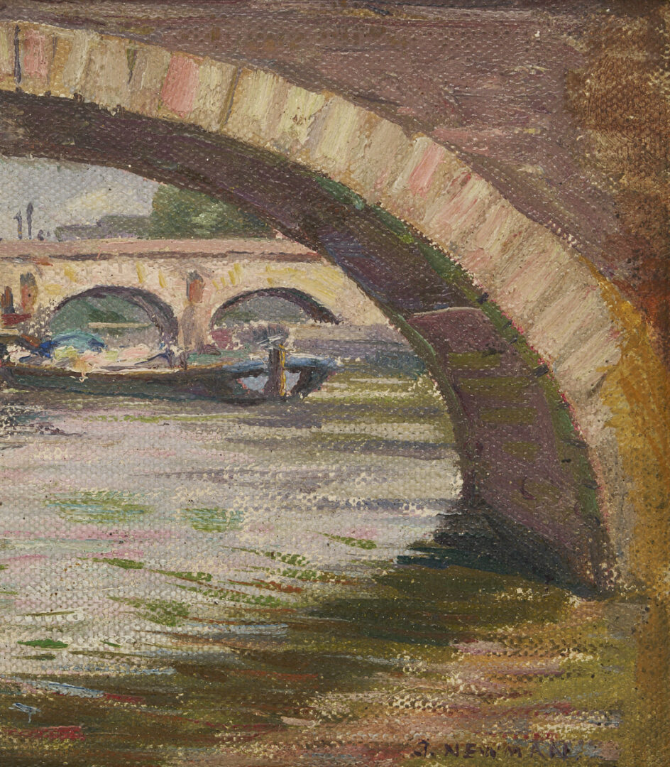 Lot 953: Joseph Newman and E. Jacquet, 2 Small Bridge Paintings