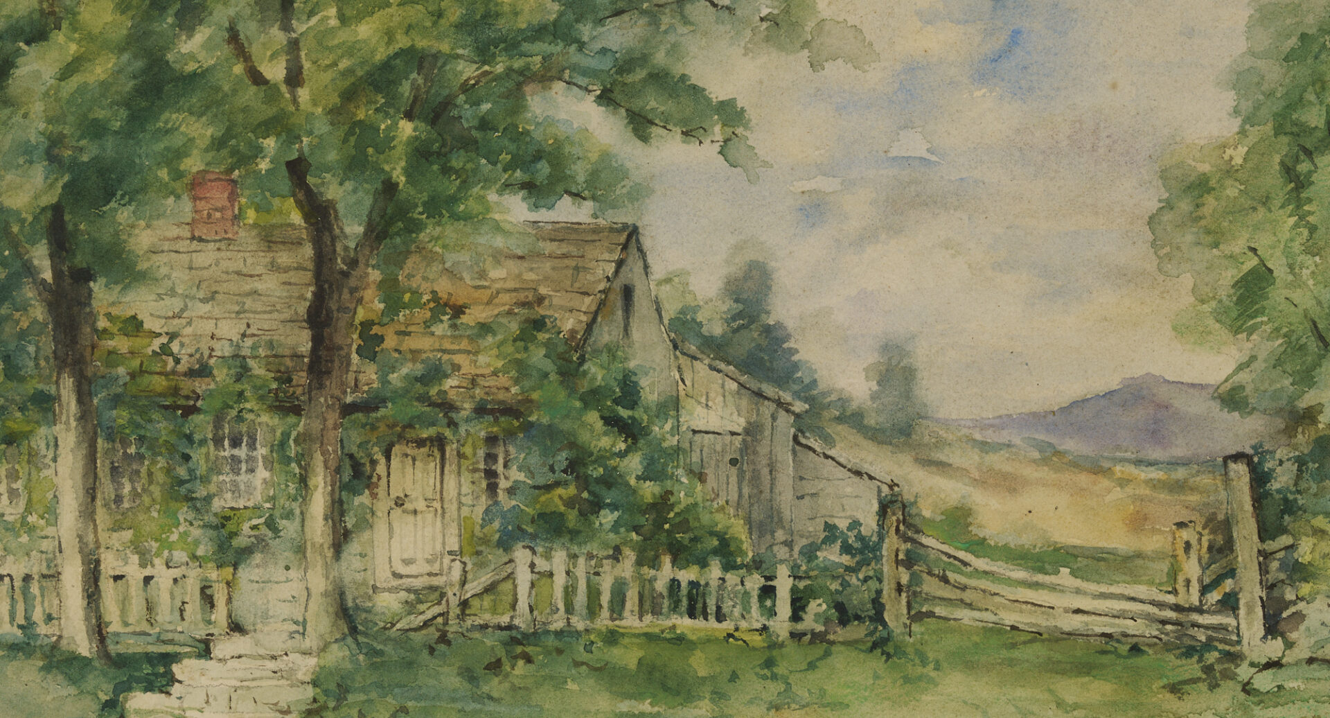 Lot 955: Aldro Hibbard Small Landscape Watercolor