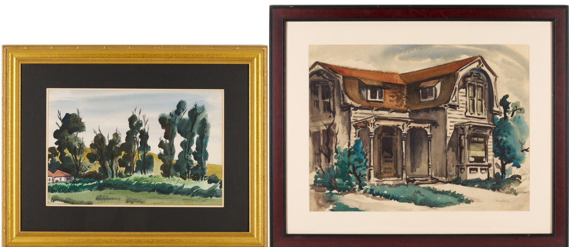 Lot 959: 2 Dorothy Sklar Watercolors, House & Landscape