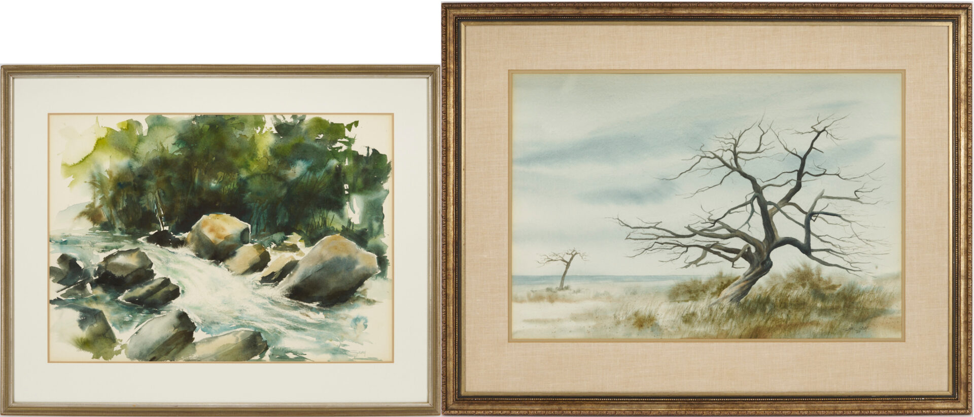 Lot 961: 2 Jim Gray W/C Paintings, River & Coastal Landscapes