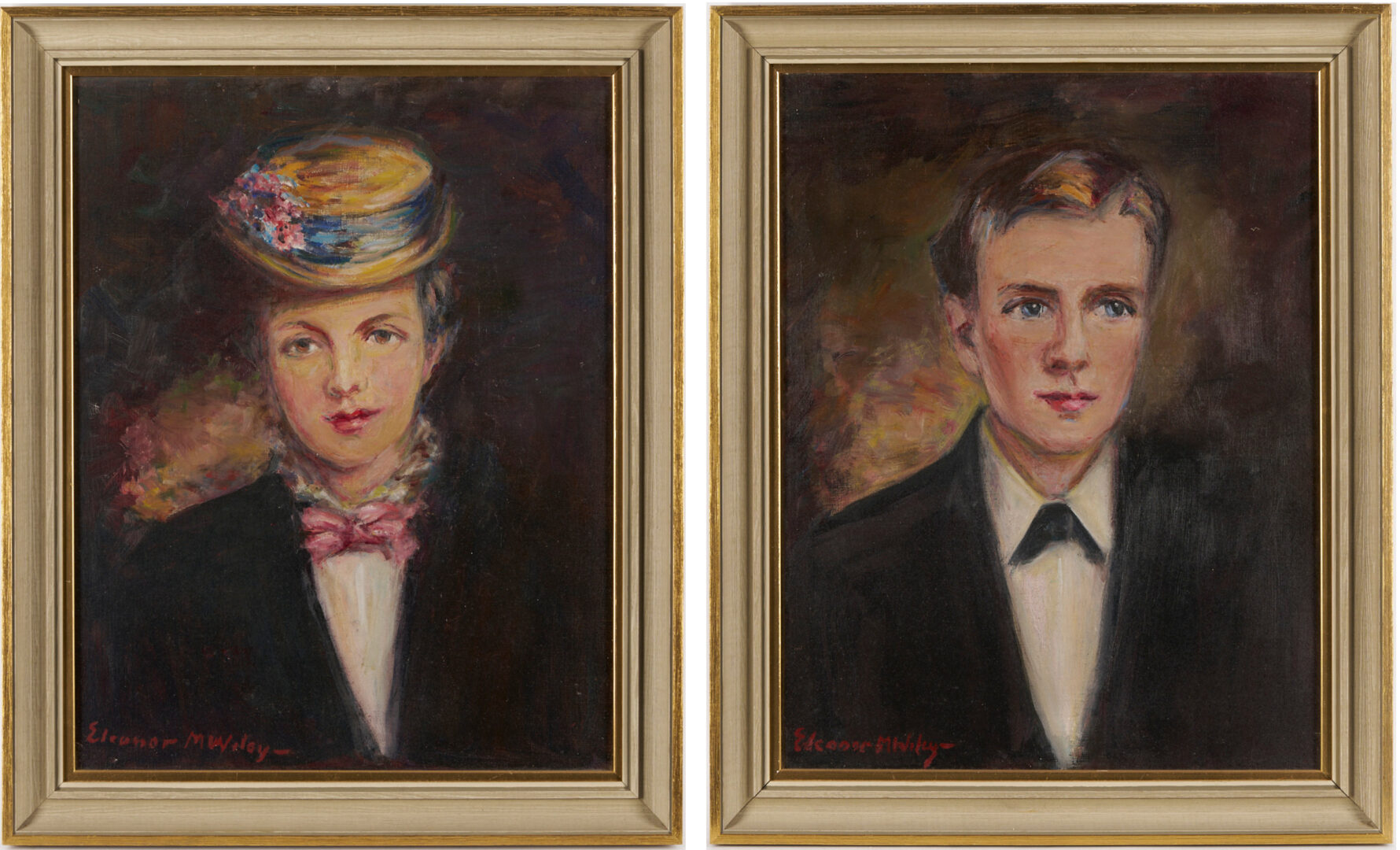 Lot 963: Pair of Eleanor Wiley Portraits of a Young Man & Woman