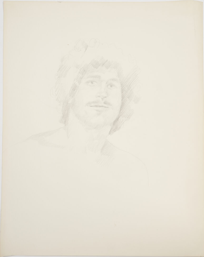 Lot 965: 6 Large George Cress Drawings Incl. Abstract, Portraits, and Landscapes