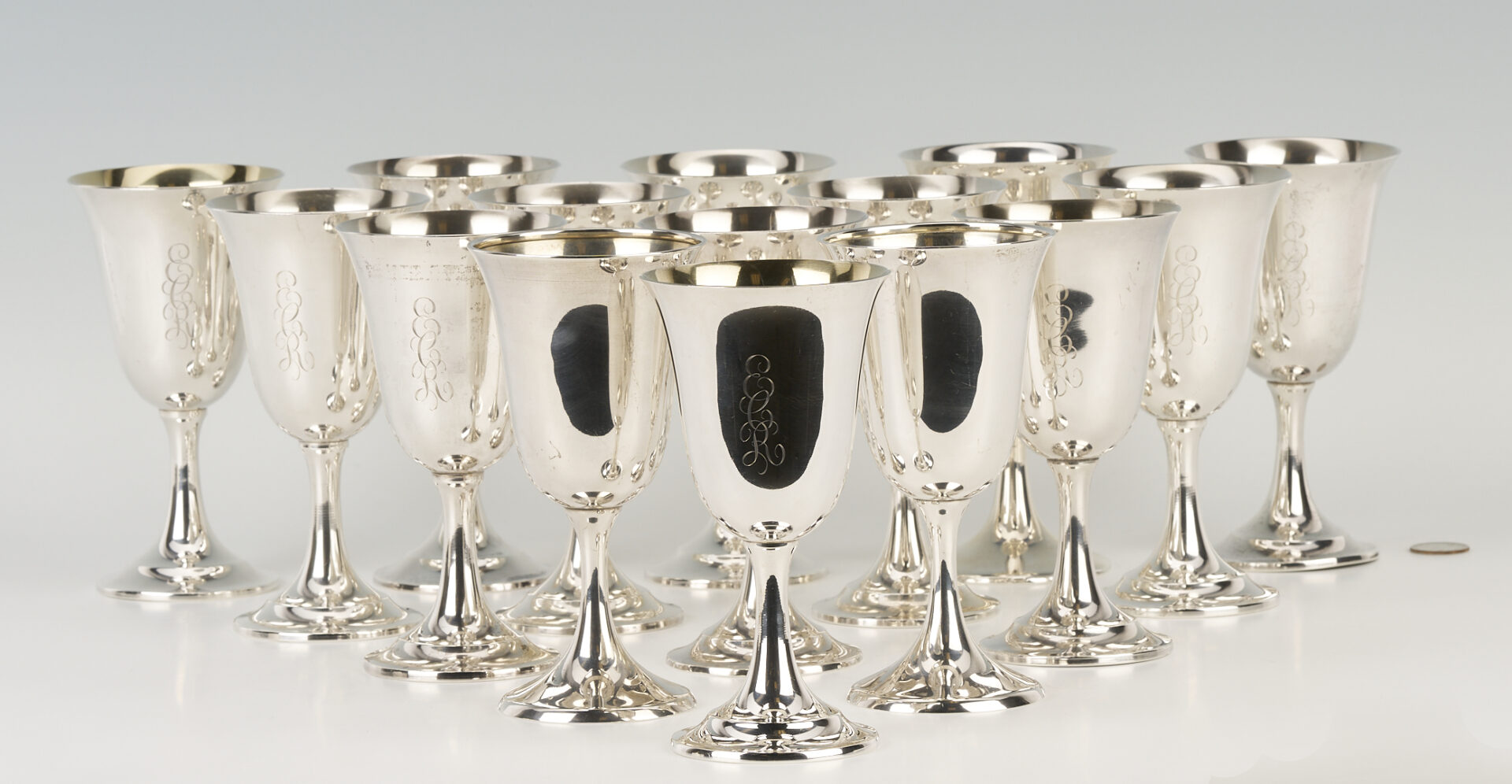 Lot 96: 15 Sterling Silver Goblets