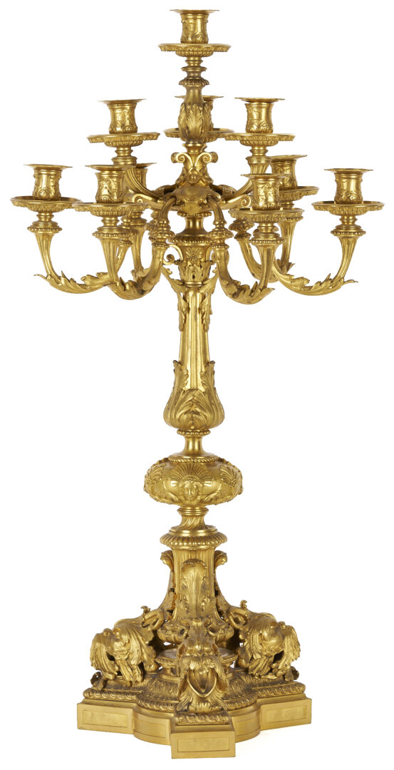 Lot 97: French Renaissance Style Ormolu Clock and Garniture