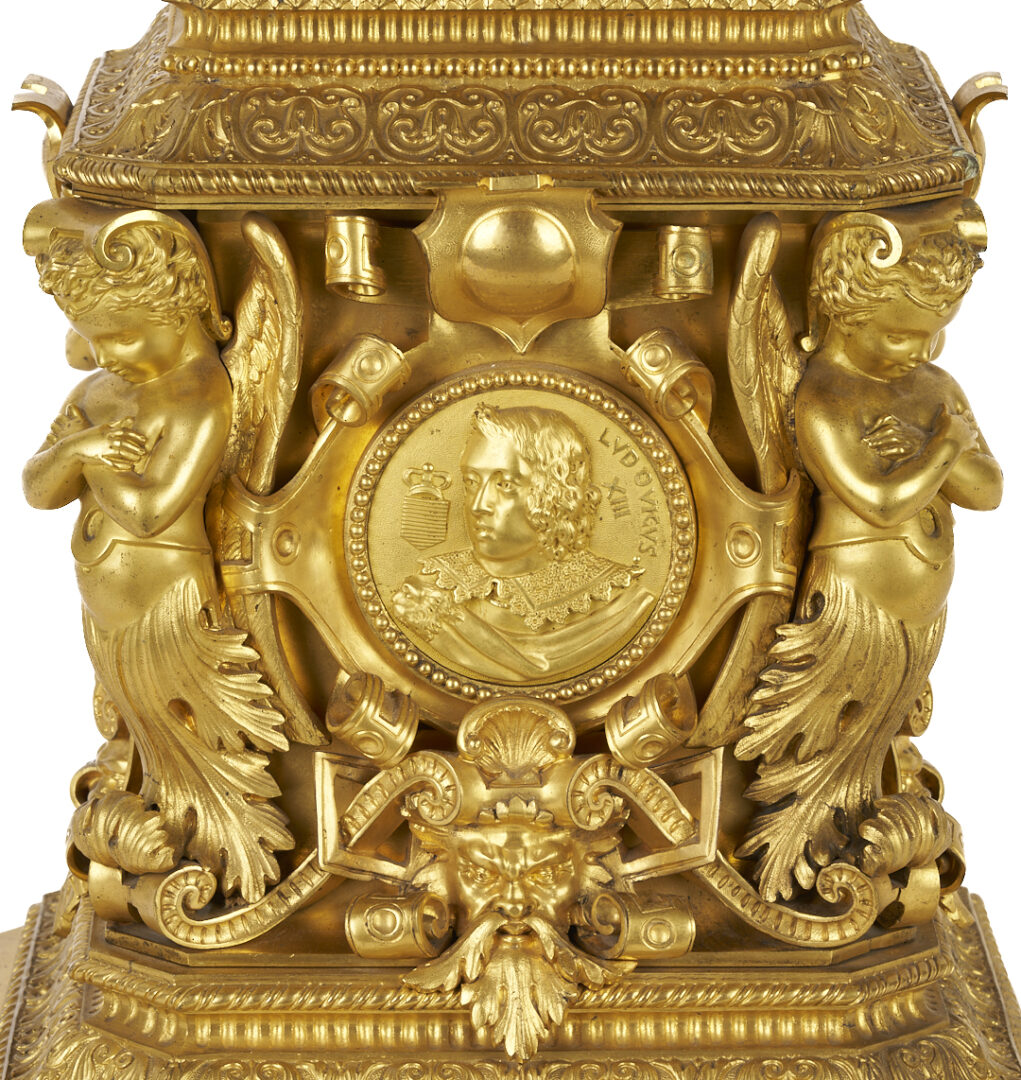 Lot 97: French Renaissance Style Ormolu Clock and Garniture