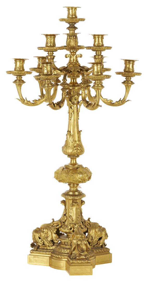 Lot 97: French Renaissance Style Ormolu Clock and Garniture