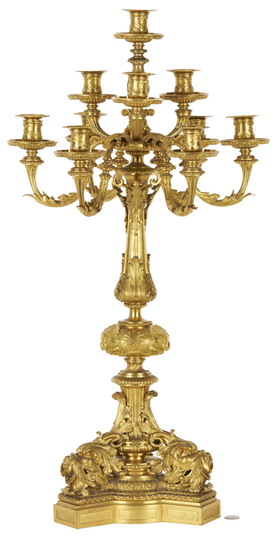 Lot 97: French Renaissance Style Ormolu Clock and Garniture