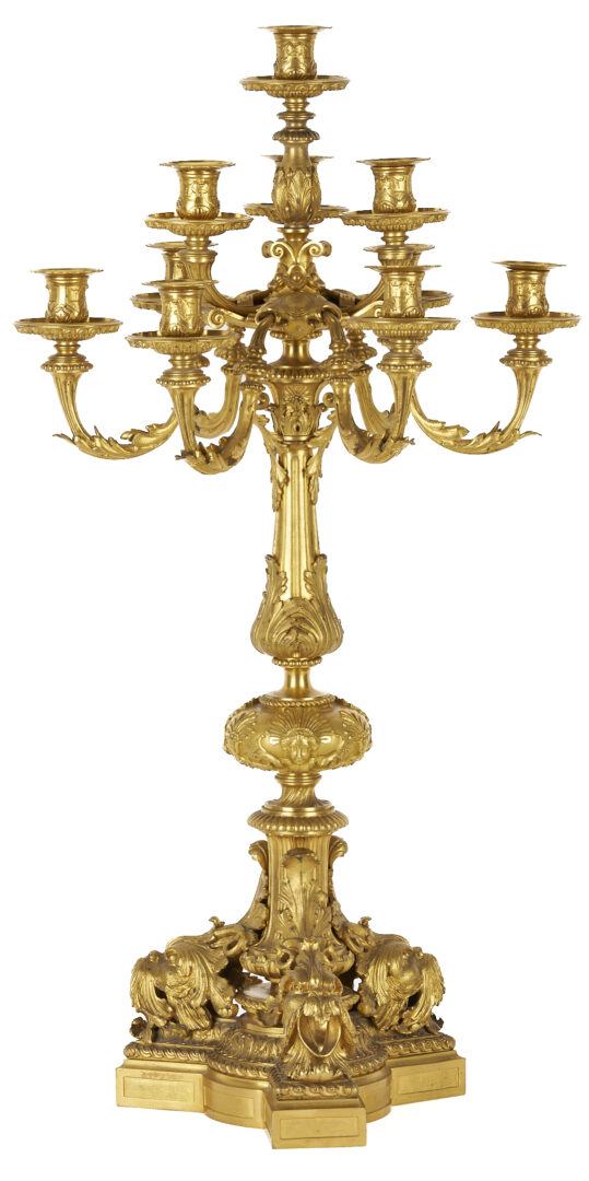 Lot 97: French Renaissance Style Ormolu Clock and Garniture