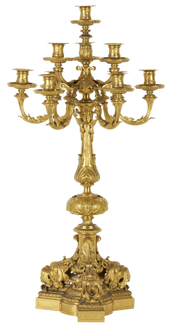 Lot 97: French Renaissance Style Ormolu Clock and Garniture