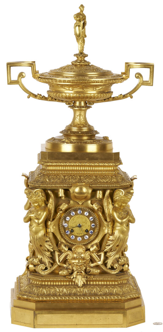 Lot 97: French Renaissance Style Ormolu Clock and Garniture