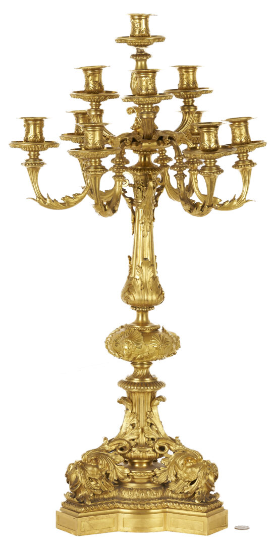 Lot 97: French Renaissance Style Ormolu Clock and Garniture