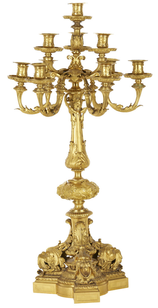 Lot 97: French Renaissance Style Ormolu Clock and Garniture