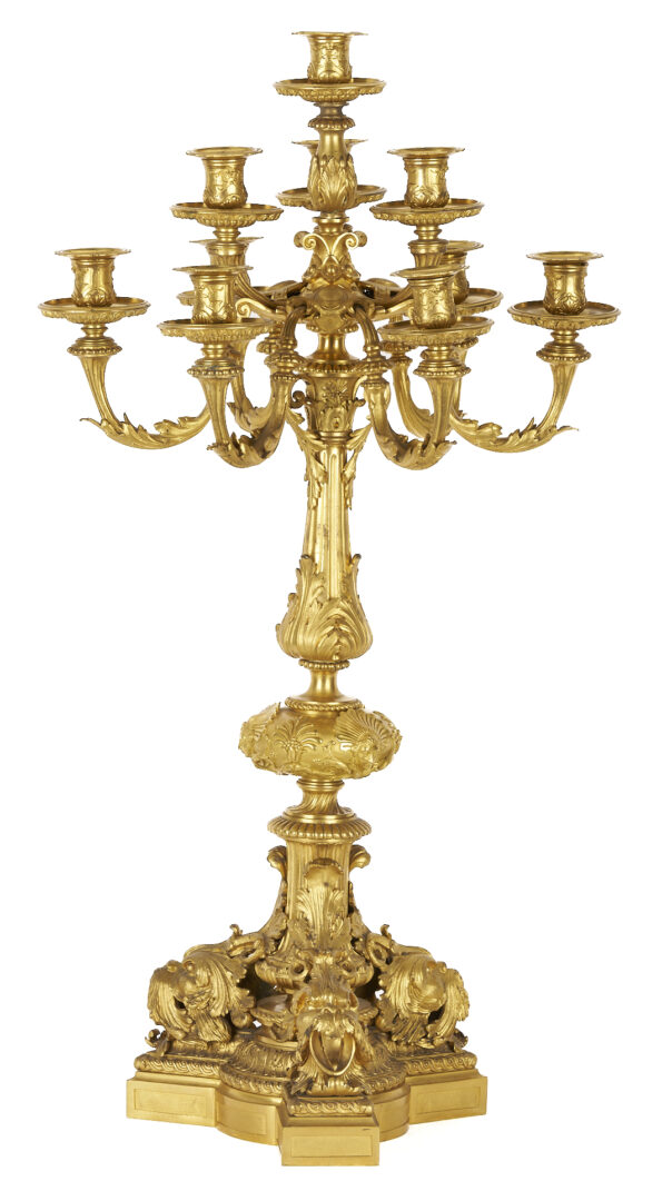 Lot 97: French Renaissance Style Ormolu Clock and Garniture