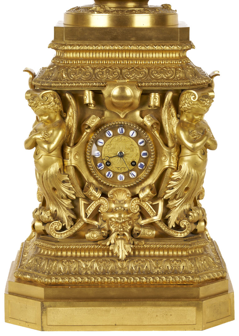 Lot 97: French Renaissance Style Ormolu Clock and Garniture