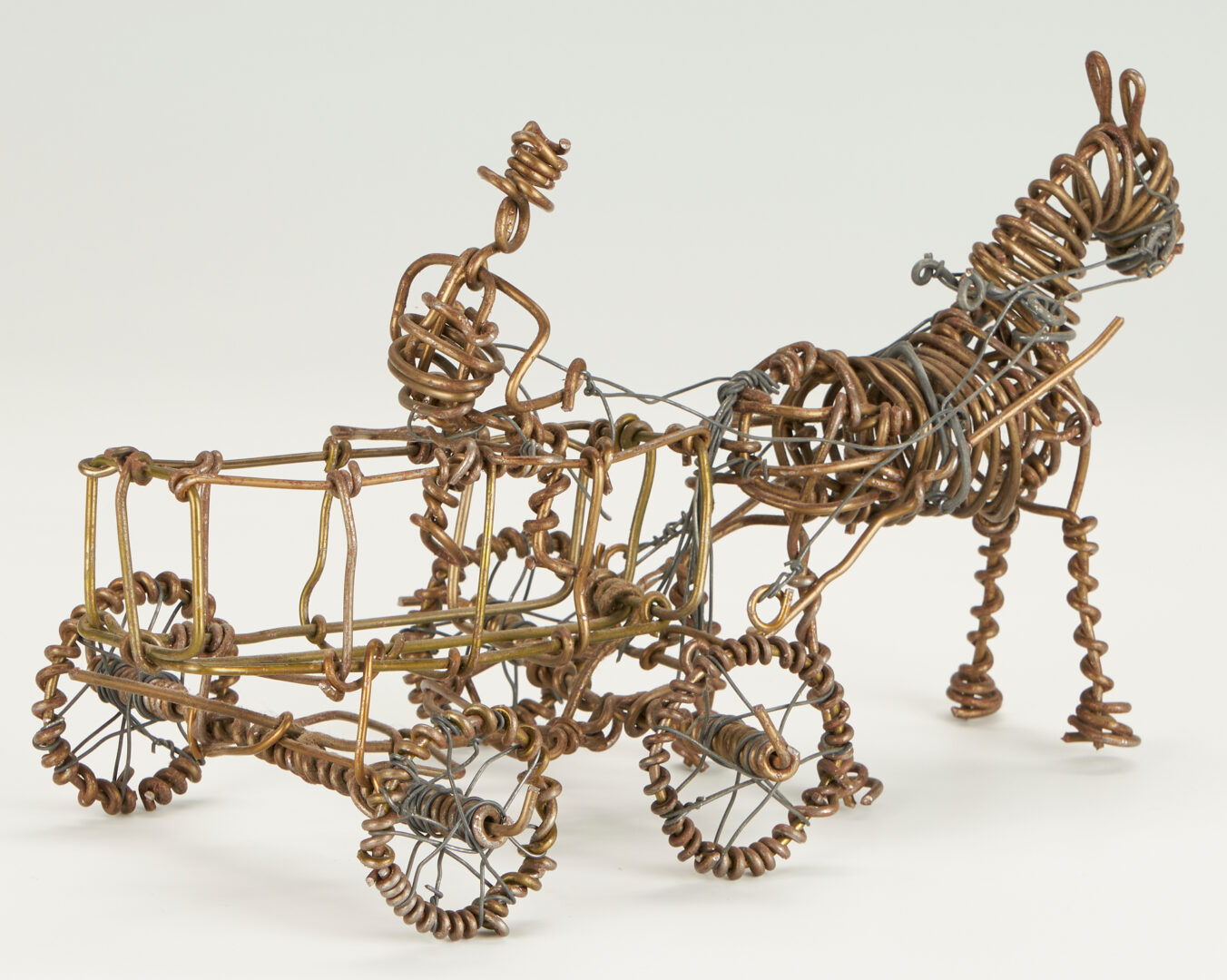 Lot 980: Three (3) Vannoy Streeter Wire Sculptures, Tina Turner, Buggy, & Motorcycle