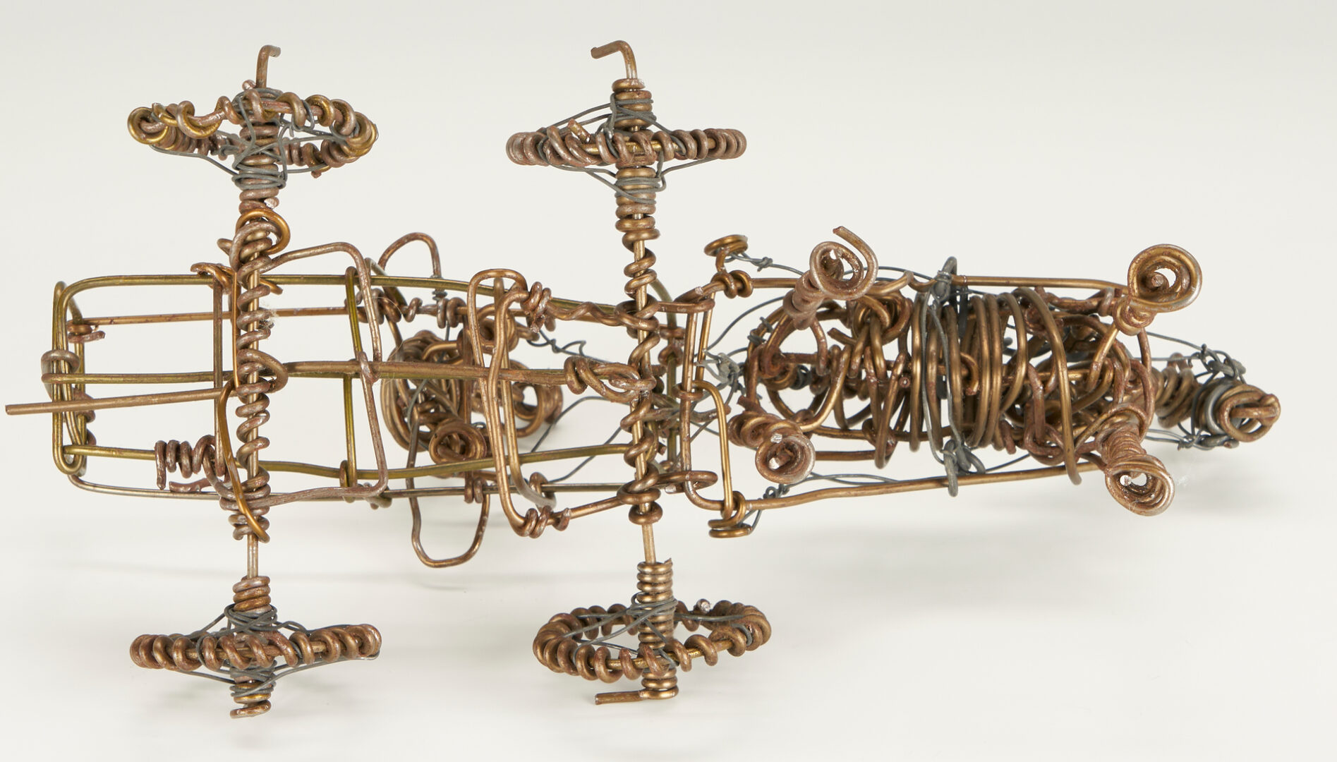 Lot 980: Three (3) Vannoy Streeter Wire Sculptures, Tina Turner, Buggy, & Motorcycle