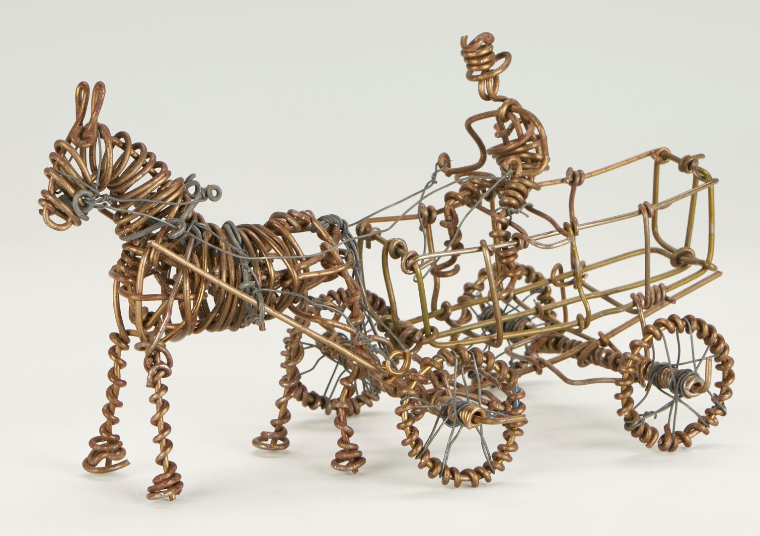 Lot 980: Three (3) Vannoy Streeter Wire Sculptures, Tina Turner, Buggy, & Motorcycle